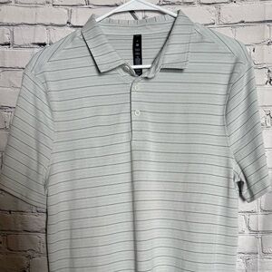 Lululemon Men’s  M32J4S Grey Stripe Evolution Polo Shirt Medium EUC